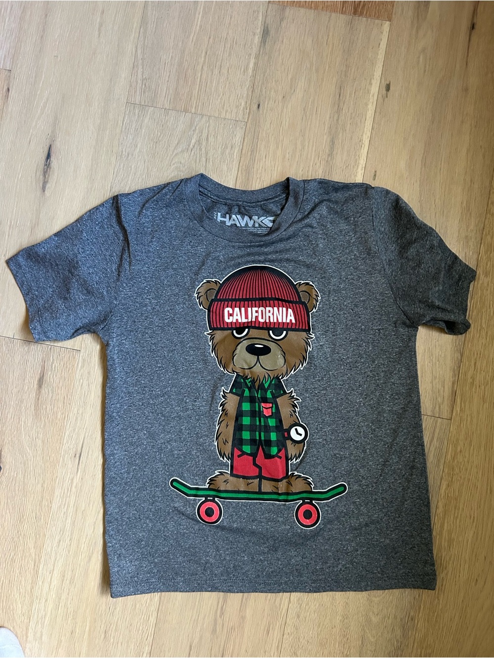 Tony Hawk Gray Tee with Red California Bear Skate Graphic